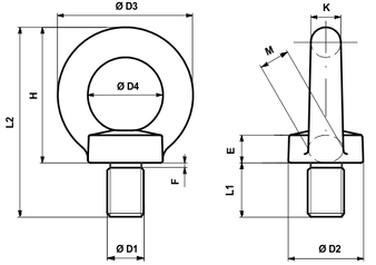 Golfari, golfari di sollevamento, misure dei golfari maschi, tiranti, ganci, funi